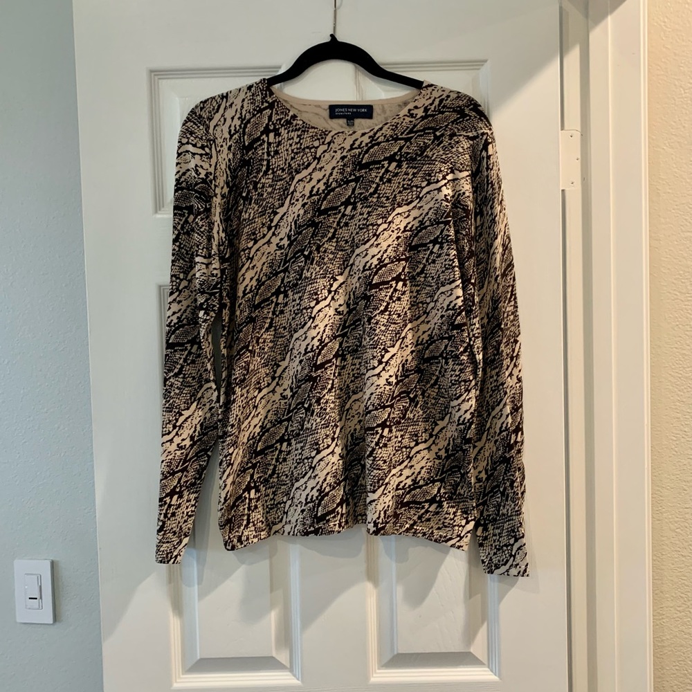 Jones New York brown snake skin print sweater XL